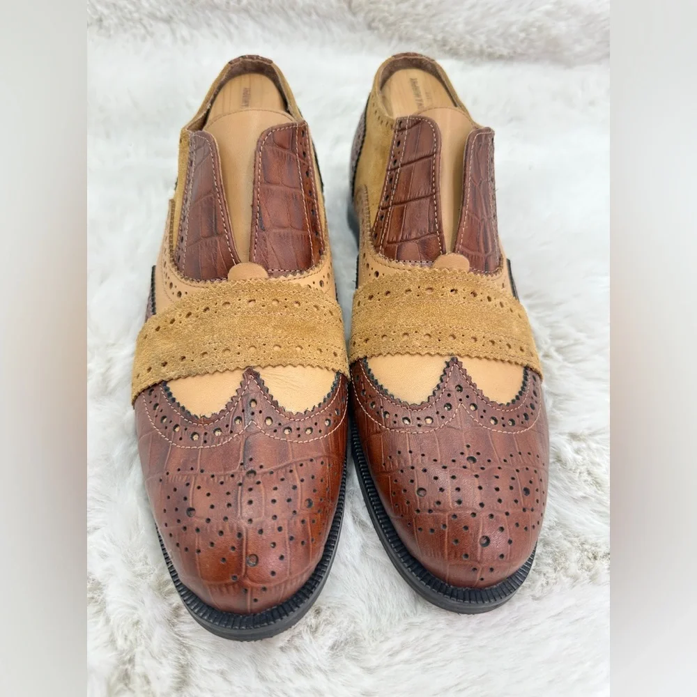 NEW GIROTTI Men’s oxfords‎ shoes 33977 sz 41 US 8 suede embossed leather